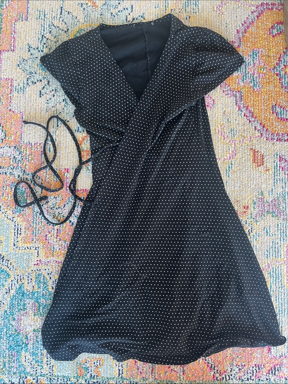 Brandy Melville black polka dot mini wrap dress